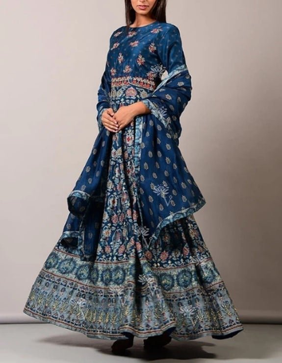 Blue Vasansi Silk Anarkali Gown 