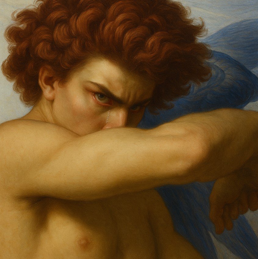 lucifer crying in the painting