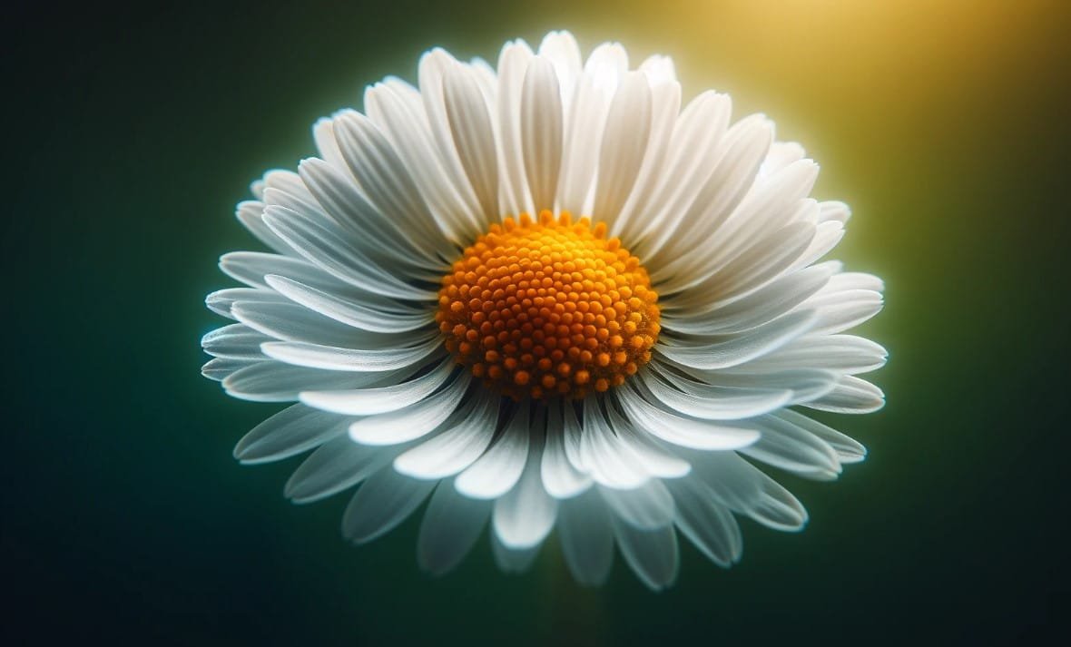 Macro View of a Daisy's Center and Petals