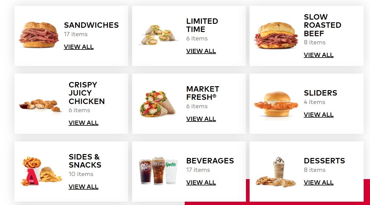 Menu Offered At Arby's Happy Hour
