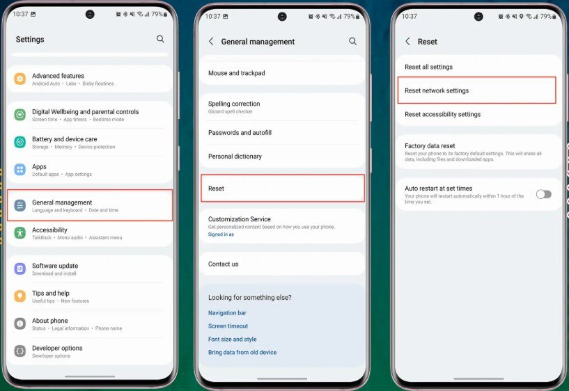 reset network settings android