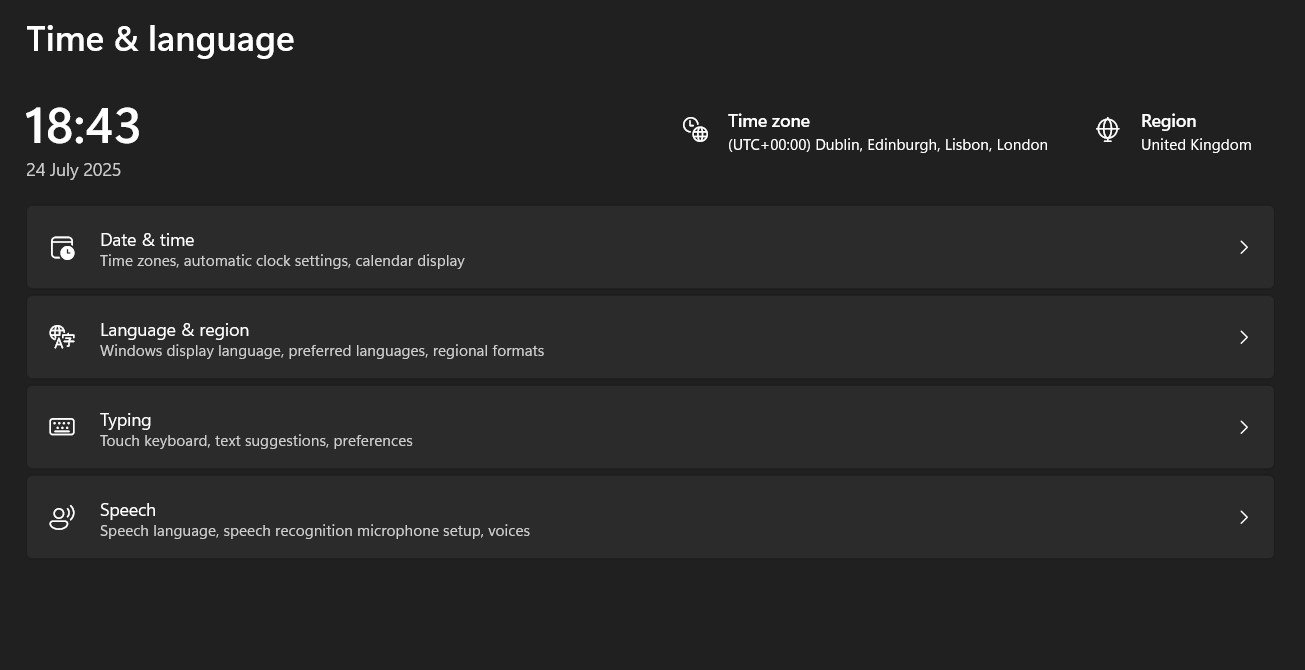 Accessing Time and Language Settings 1