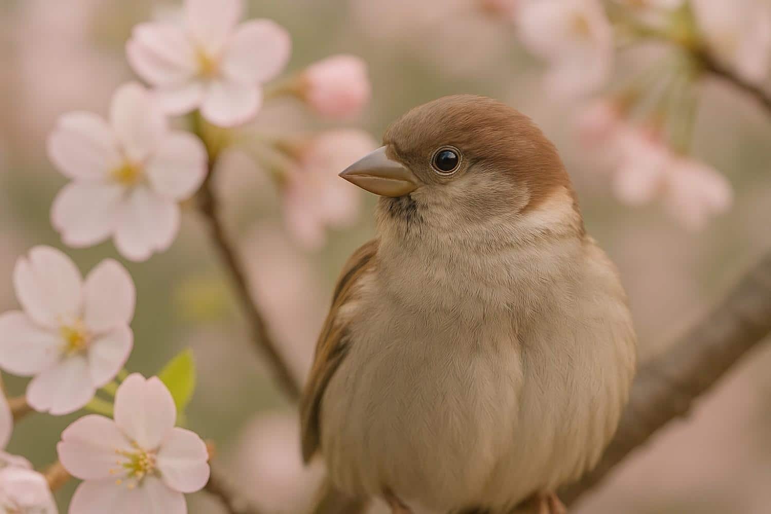 Close up of one sparrow looking around