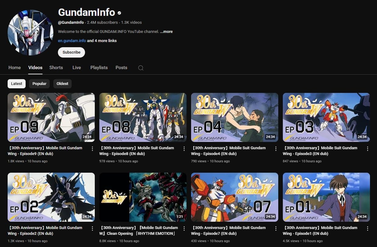 GundamInfo Youtube Channel