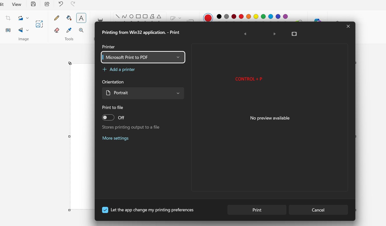 Printing from Paint