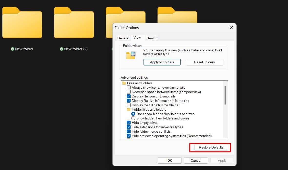 Restore Defaults