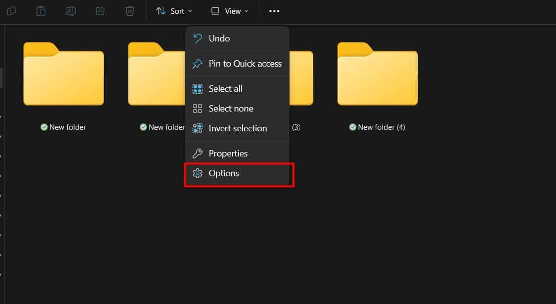file explorer options