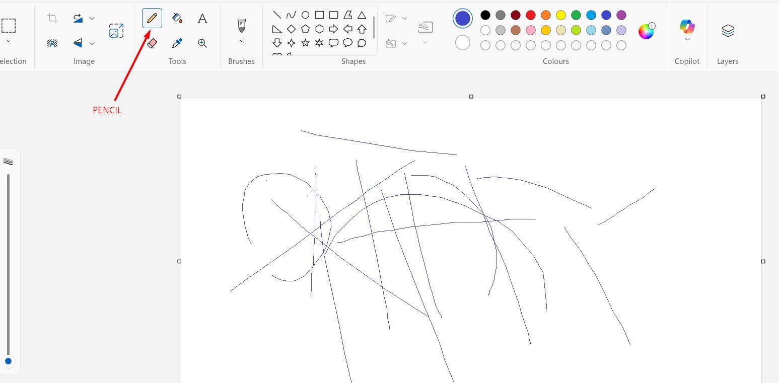 pencil tool to draw freehand lines