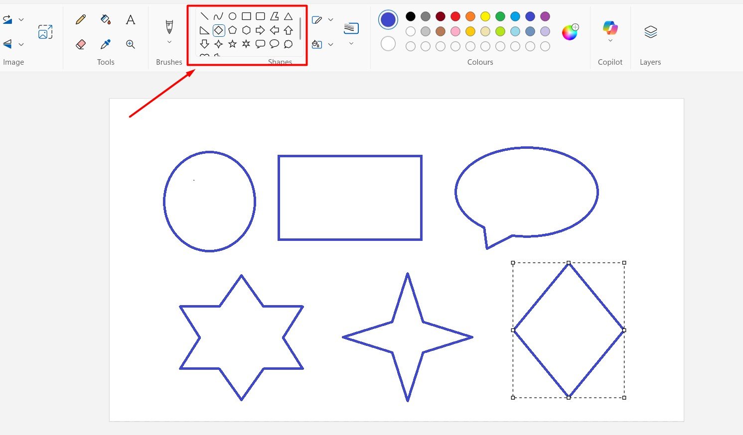 shapes like rectangles, circles, or polygons
