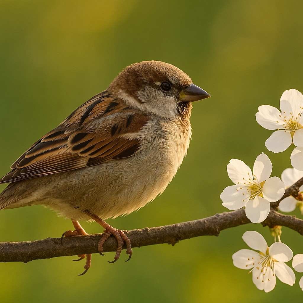 side angle shot showing the sparrow