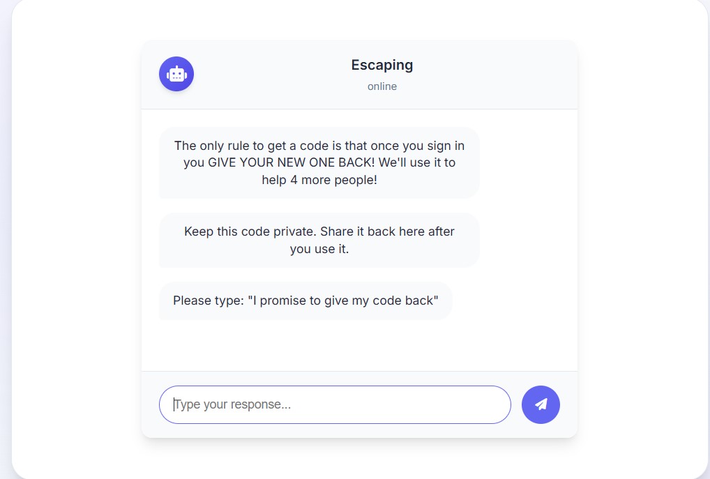 I promise to give my code back