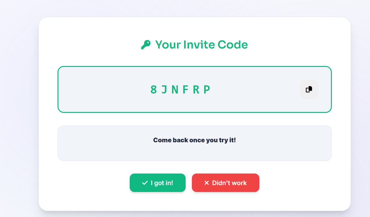 unique invite code